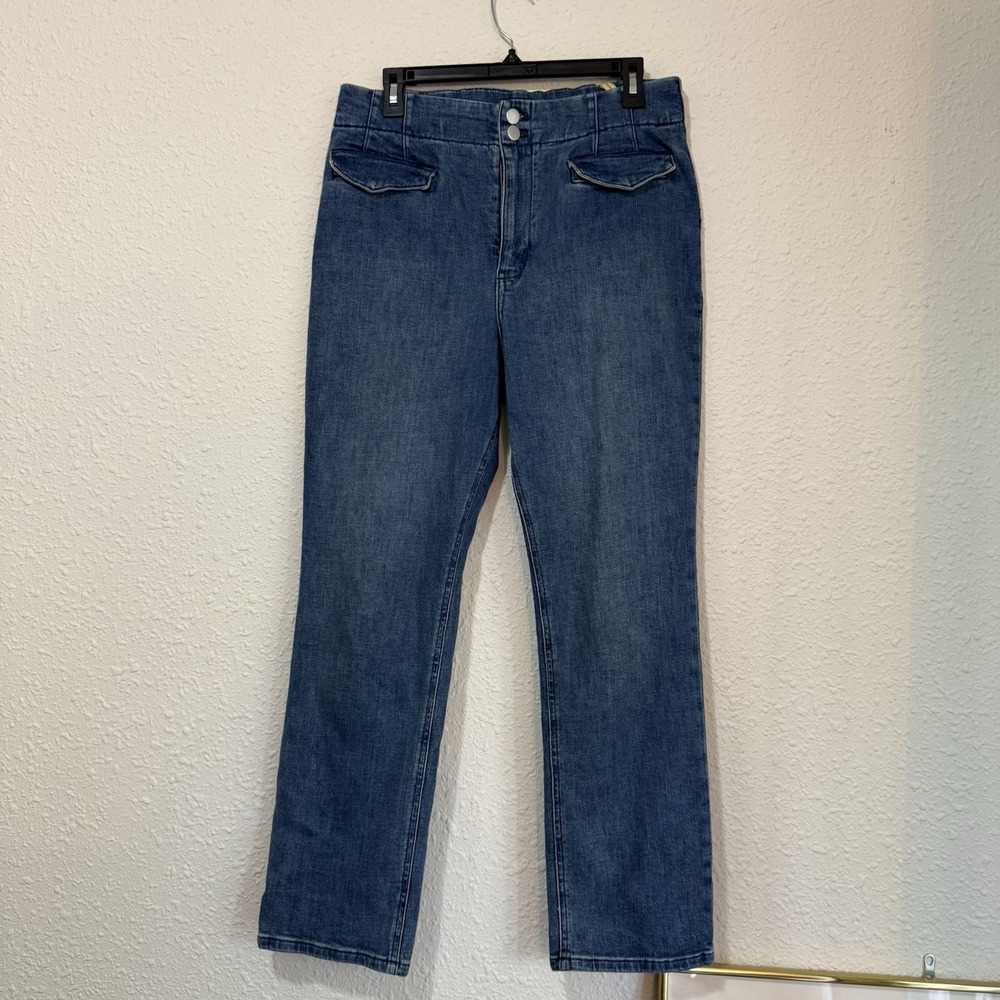 Maeve Anthropologie BOMBSHELL JEANS Women 31 Slim Straight High‎ Rise Blue 32054
